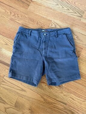 Faherty Slate Blue Flat-Front Stretch Shorts